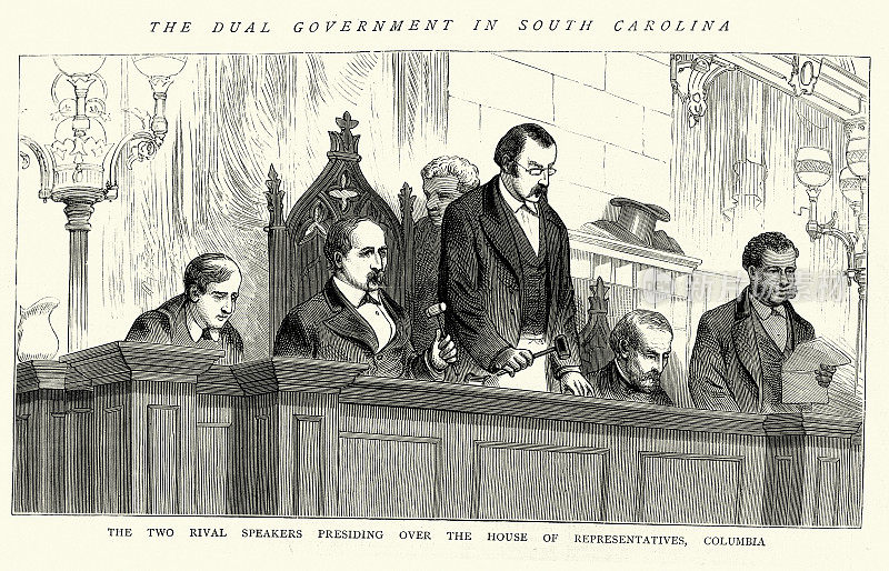 Disputed government of South Carolina of 1876–77, Rival Speakers presiding over the House of Representatives